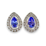 14K W Gold 0.19cttw Diamond and 0.42cttw Tanzanite Halo Earrings - Walter Bauman Jewelers