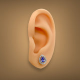 14K W Gold 0.19cttw Diamond and 0.42cttw Tanzanite Halo Earrings - Walter Bauman Jewelers