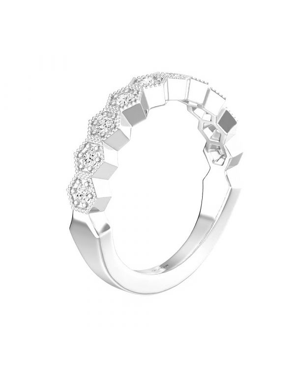14K W Gold 0.20cttw Octagon Shape Diamond Band - Walter Bauman Jewelers