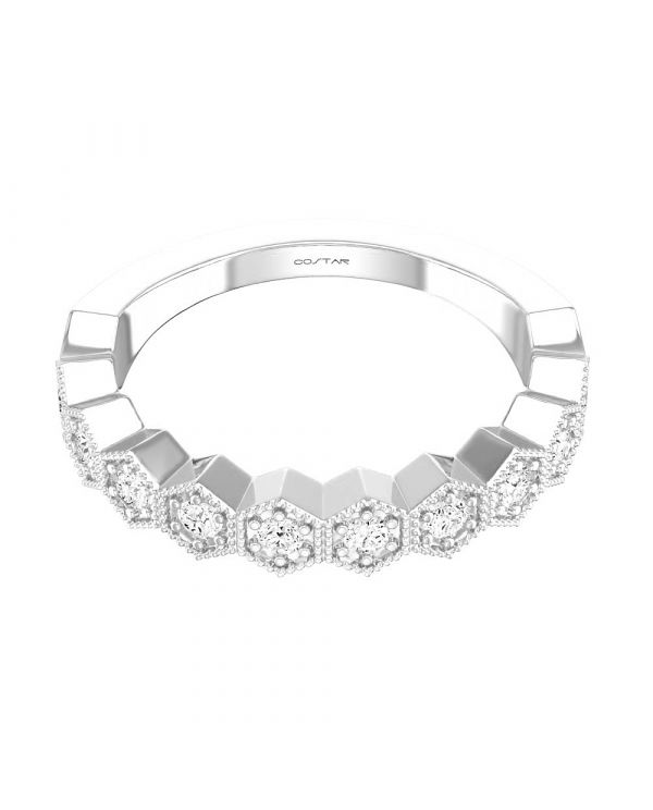 14K W Gold 0.20cttw Octagon Shape Diamond Band - Walter Bauman Jewelers