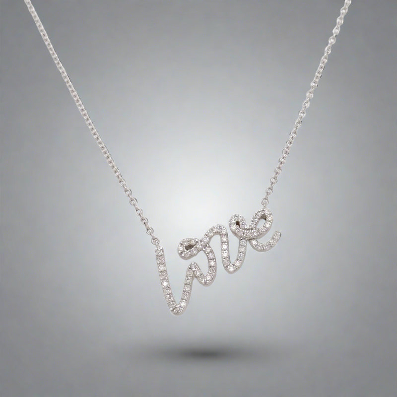 14K W Gold 0.22ctw 'LOVE' Diamond Pendant - Walter Bauman Jewelers