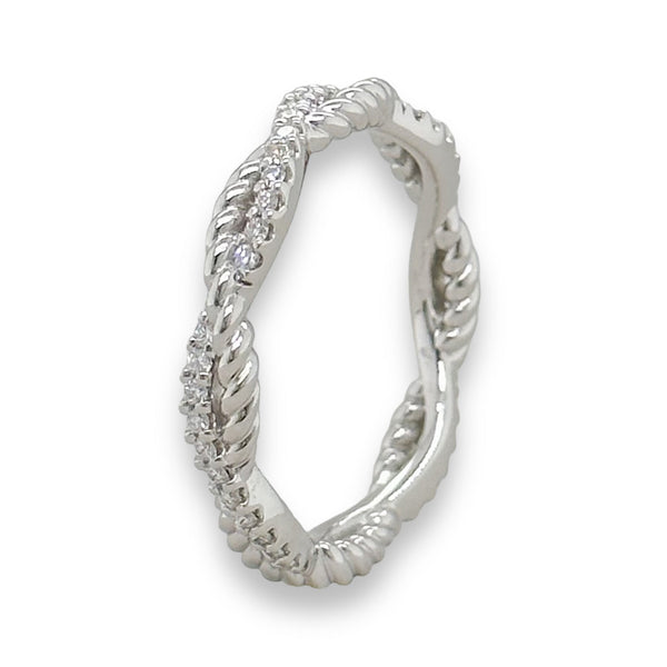 14K W Gold 0.25cttw H-I/SI1-2 Diamond Twisted Eternity Ring - Walter Bauman Jewelers