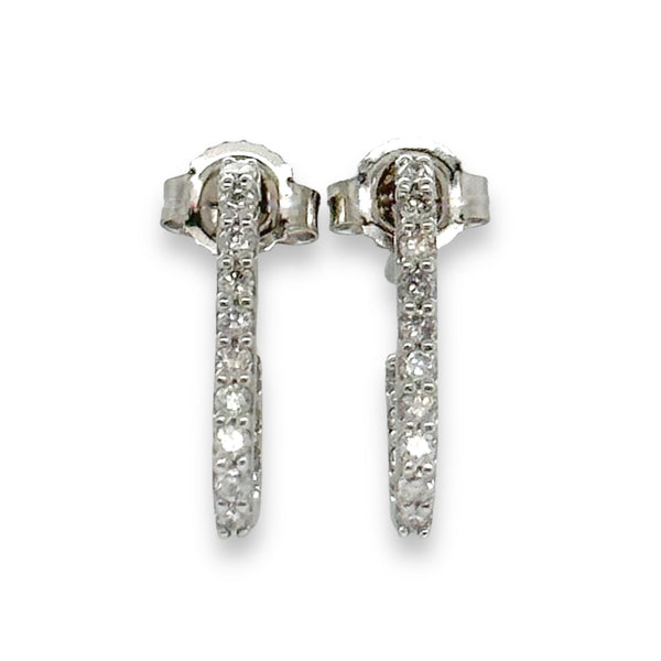 14K W Gold 0.25cttw H/SI2 Diamond Half Hoop Earrings - Walter Bauman Jewelers