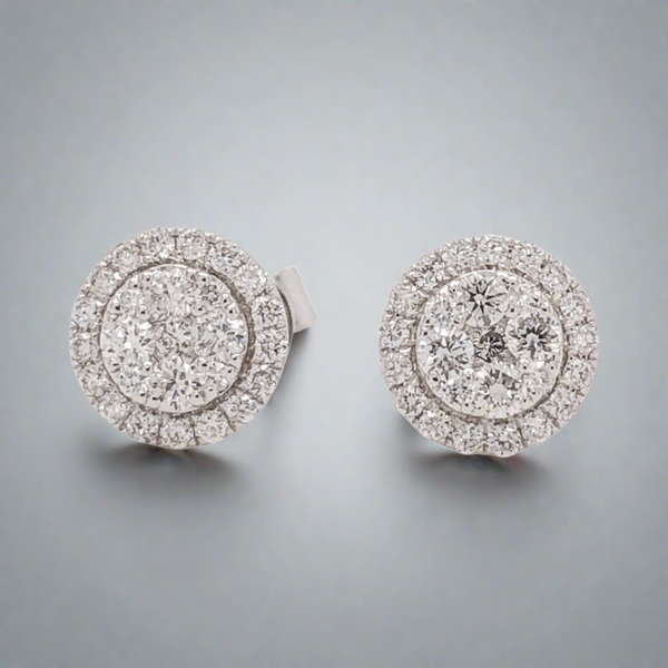 14K W Gold 0.25ctw Diamond Cluster Earrings - Walter Bauman Jewelers
