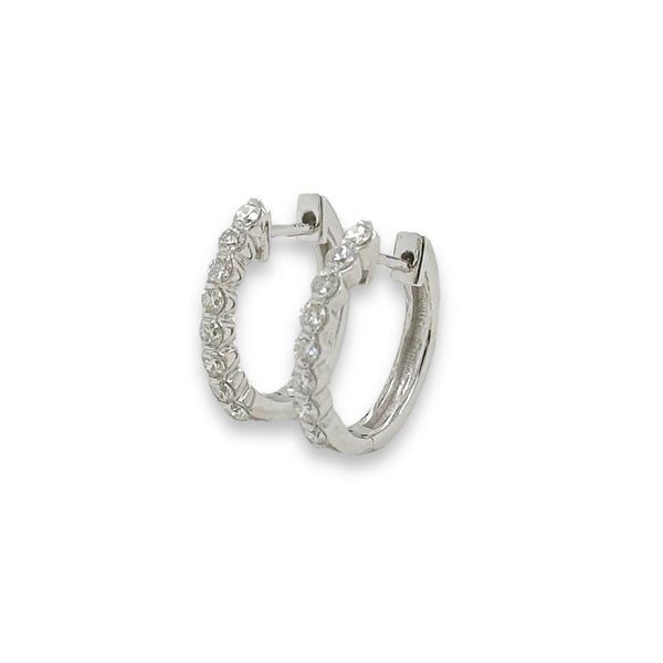 14K W Gold 0.25ctw Diamond Hoop Earrings - Walter Bauman Jewelers