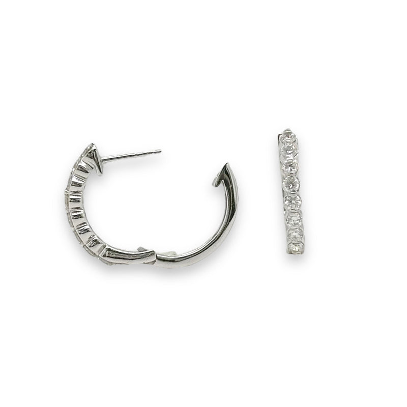 14K W Gold 0.25ctw Diamond Hoop Earrings - Walter Bauman Jewelers