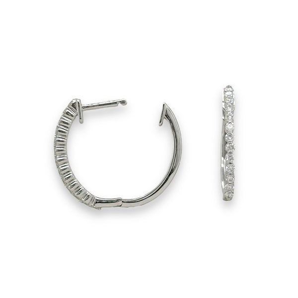 14K W Gold 0.25ctw Oval Diamond Hoop Earrings - Walter Bauman Jewelers