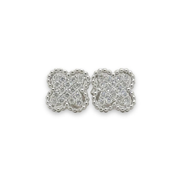 14K W Gold 0.28ctw Diamond Clover Earrings - Walter Bauman Jewelers