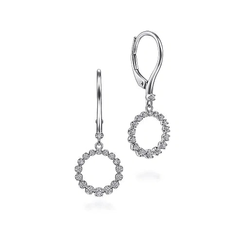 14K W Gold 0.28ctw Lever back Circle Diamond Earrings - Walter Bauman Jewelers