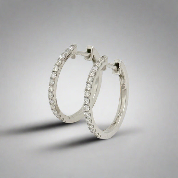 14K W Gold 0.30ctw Diamond Hoop Earrings - Walter Bauman Jewelers