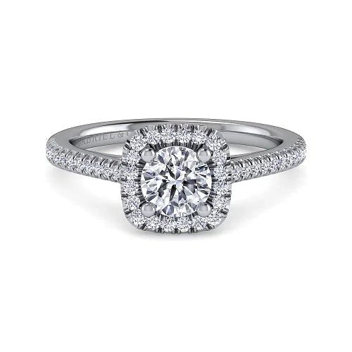 14K W Gold 0.30ctw Halo Diamond Engagement Ring - Walter Bauman Jewelers