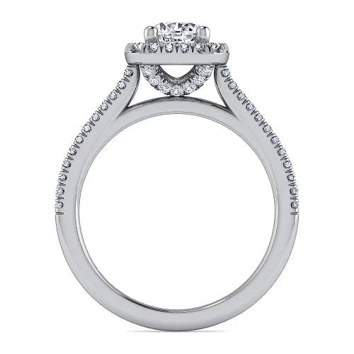 14K W Gold 0.30ctw Halo Diamond Engagement Ring - Walter Bauman Jewelers