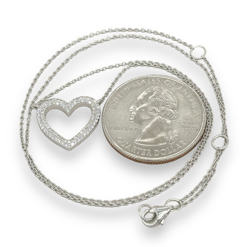 14K W Gold 0.30ctw Open Pave Diamond Heart Pendant - Walter Bauman Jewelers