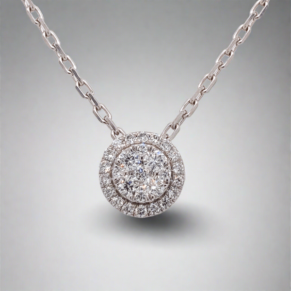 14K W Gold 0.30ctw Round Cluster Diamond Pendant - Walter Bauman Jewelers