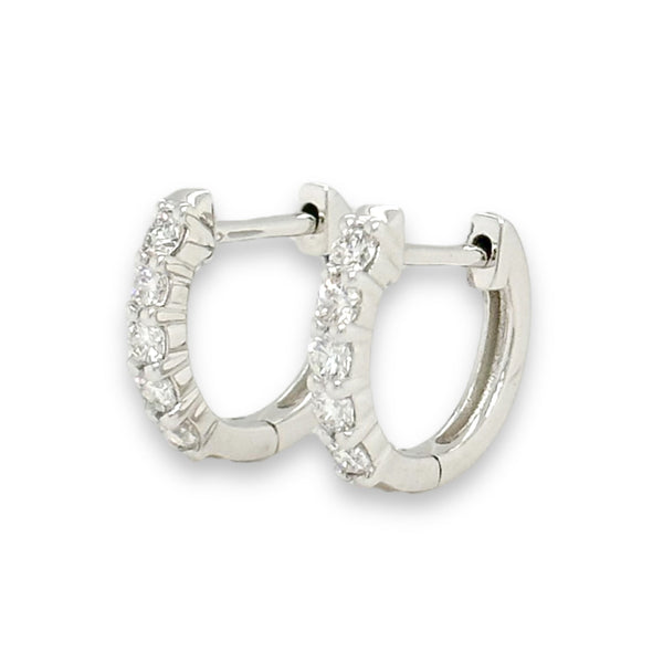 14K W Gold 0.30ctw Small Diamond Hoop Earrings - Walter Bauman Jewelers