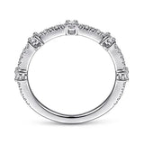 14K W Gold 0.32cttw SI2/G Diamond Diamond Station Ring - Walter Bauman Jewelers