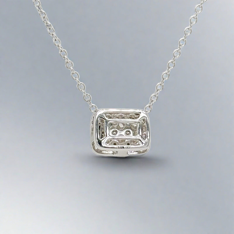 14K W Gold 0.35ctw Rectangle Diamond Cluster Pendant - Walter Bauman Jewelers