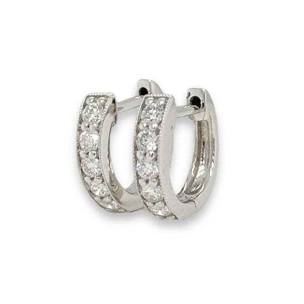 14K W Gold 0.35ctw Small Diamond Hoop Earrings - Walter Bauman Jewelers