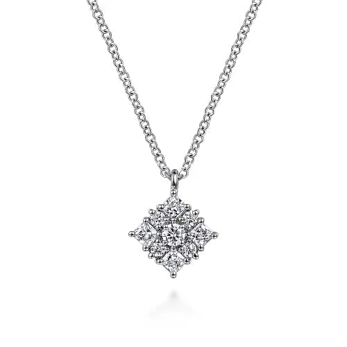 14K W Gold 0.35tcw Floral Diamond Pendant - Walter Bauman Jewelers