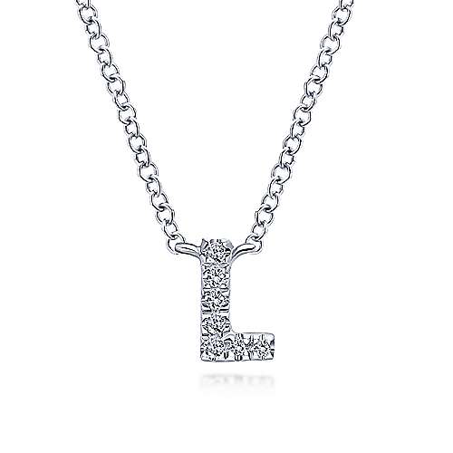 14K W Gold .03cttw Diamond Initial L Pendant - Walter Bauman Jewelers