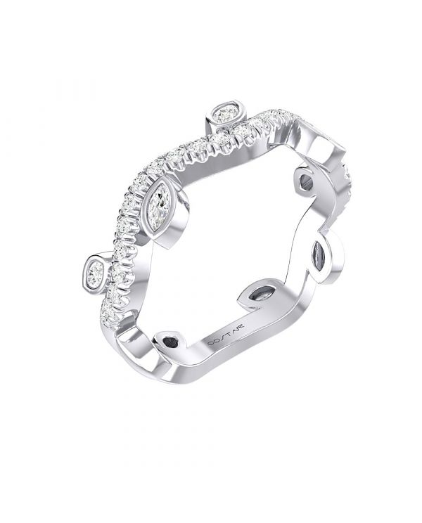 14K W Gold 0.40cttw Leaf Design Diamond Ring - Walter Bauman Jewelers
