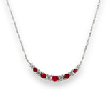 14K W Gold 0.40cttw Ruby 0.10cttw H/SI2 Diamond Bar Necklace - Walter Bauman Jewelers