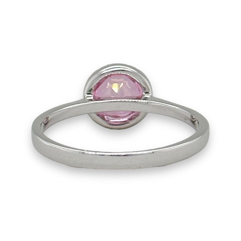 14K W Gold 0.41ct Pink Topaz & 0.13cttw H/SI1 Diamond Halo Ring - Walter Bauman Jewelers