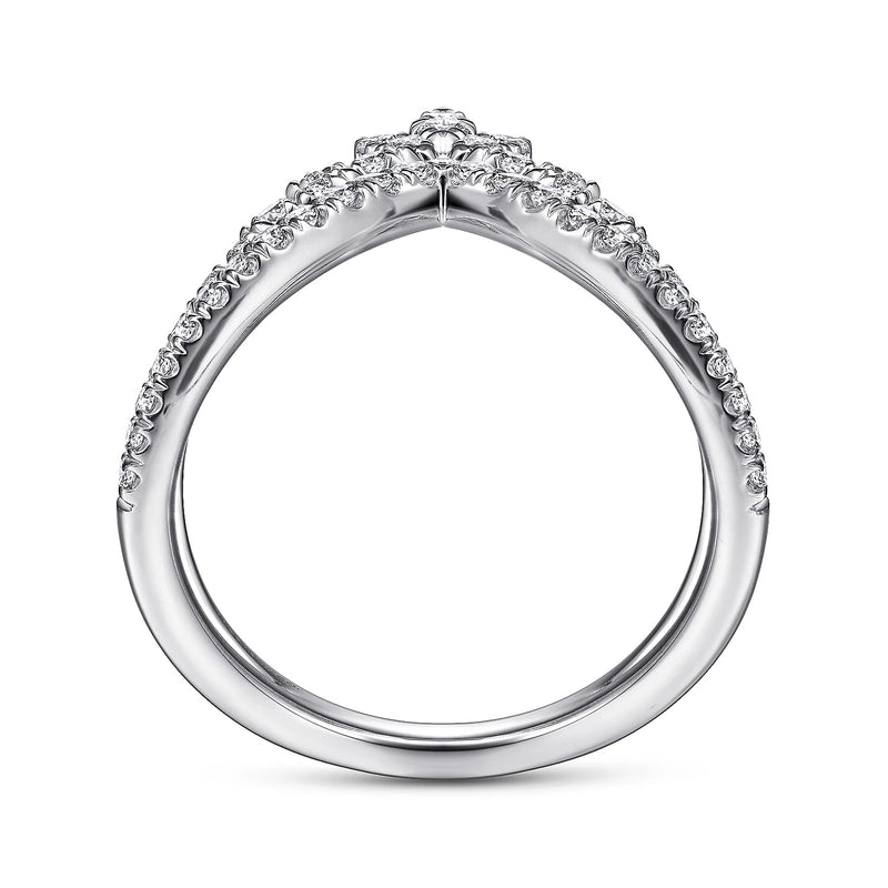 14K W Gold 0.50cttw Double Row V Shape Diamond Ring - Walter Bauman Jewelers