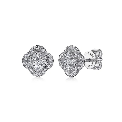 14K W Gold 0.50ctw Diamond Clover Earrings - Walter Bauman Jewelers