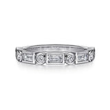 14K W Gold 0.57ctw G/VS2 Baguette and Round Diamond Band - Walter Bauman Jewelers