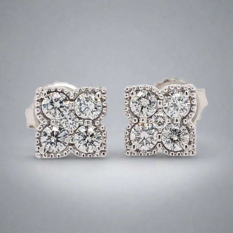 14K W Gold 0.62cttw Square Diamond Earrings - Walter Bauman Jewelers