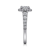 14K W Gold 0.70cttw Cushion Halo Round Diamond Engagement Ring Beckett - Walter Bauman Jewelers