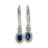 14K W Gold 0.70ctw Sapphire and 0.15ctw Diamond Drop Earrings - Walter Bauman Jewelers