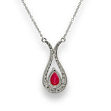 14K W Gold 0.75ct Ruby 0.33cttw H/SI2 Diamond Necklace - Walter Bauman Jewelers