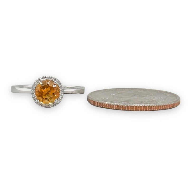 14K W Gold 0.76ct Citrine & 0.13cttw H/SI1-2 Diamond Halo Ring - Walter Bauman Jewelers