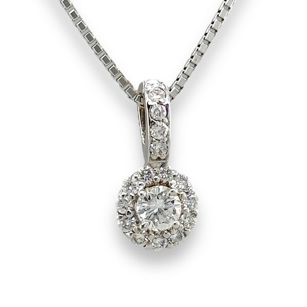 14K W Gold 0.82cttw D/VS1 Diamond Floral Pendant - Walter Bauman Jewelers