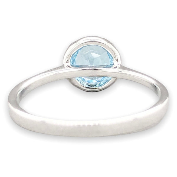 14K W Gold 0.84ct Blue Topaz & 0.13cttw Diamond Halo Ring - Walter Bauman Jewelers