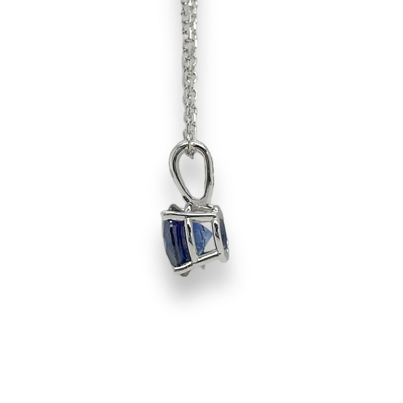 14K W Gold 0.89ct 6mm Lab-Created Sapphire Pendant - Walter Bauman Jewelers