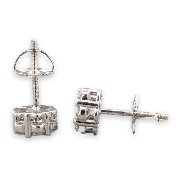 14K W Gold 0.90cttw Diamond Cluster Earrings - Walter Bauman Jewelers