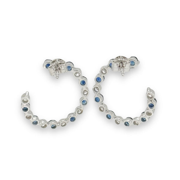 14K W Gold 0.92cttw G-H/SI2 Diamond and 1.50cttw Sapphire Earrings - Walter Bauman Jewelers