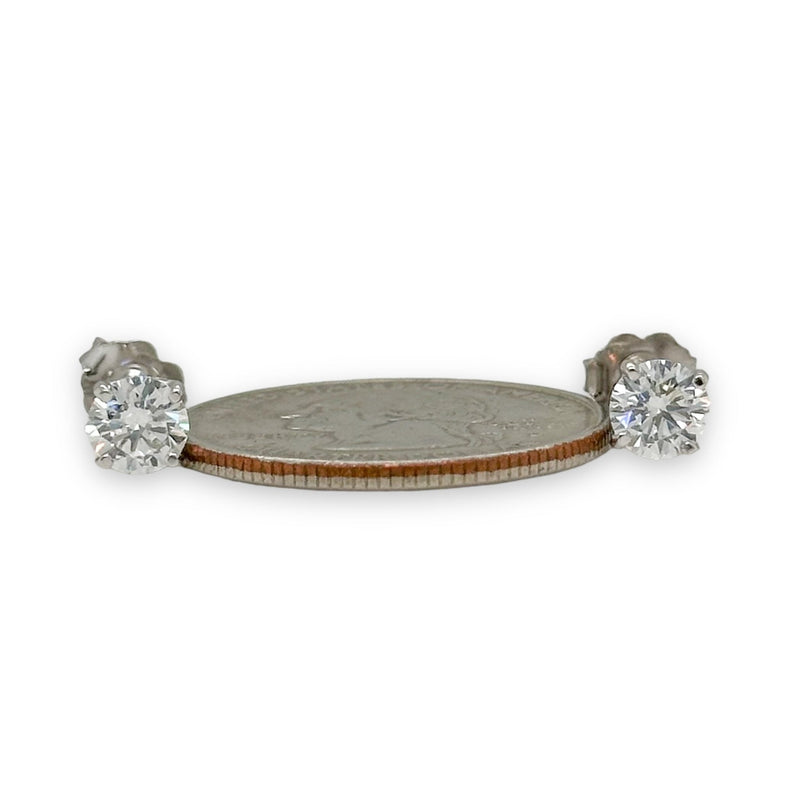 14K W Gold 1.08cttw D/VVS2 Lab-Created Diamond Stud Earrings IGI#577303377 & 581344012 - Walter Bauman Jewelers