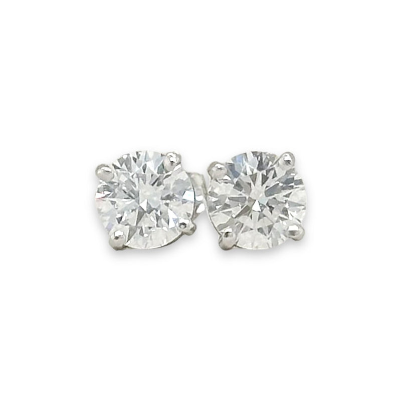 14K W Gold 1.14cttw E/VVS2 Lab-Created Diamond Stud Earrings IGI #577370696 & #583325050 - Walter Bauman Jewelers