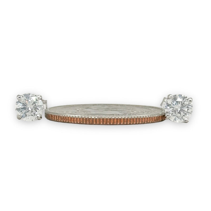 14K W Gold 1.14cttw E/VVS2 Lab-Created Diamond Stud Earrings IGI #577370696 & #583325050 - Walter Bauman Jewelers