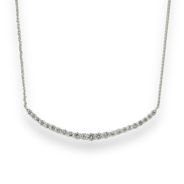 14K W Gold 1.22ctw Curved Diamond Bar Necklace - Walter Bauman Jewelers