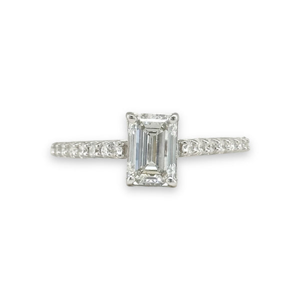 14K W Gold 1.32ctw F/VS1 Lab Created Emerald Cut Diamond Ring - Walter Bauman Jewelers