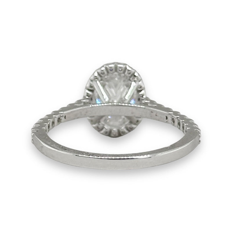 14K W Gold 1.32ctw Lab F/VS2 Created Oval Halo Diamond Ring - Walter Bauman Jewelers