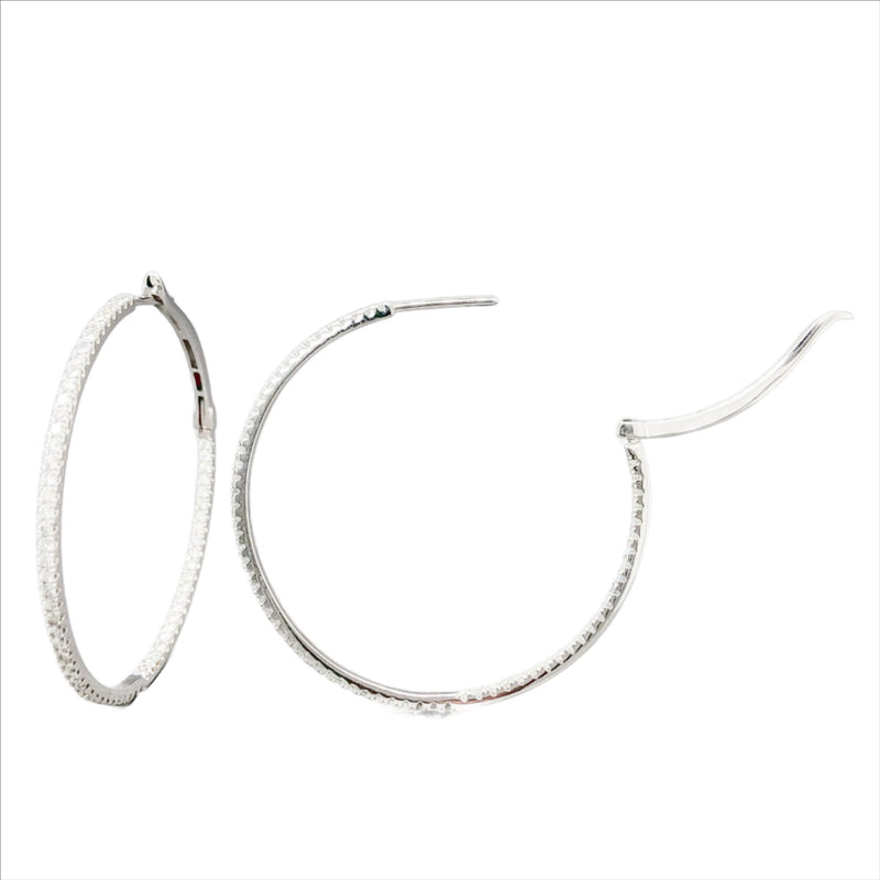 14K W Gold 1.35cttw Diamond Hoop Earrings - Walter Bauman Jewelers