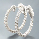 14K W Gold 1.55cttw Diamond Hoop Earrings - Walter Bauman Jewelers
