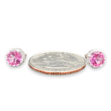 14K W Gold 1.5cttw Pink Topaz & 0.26cttw Diamond Halo Stud Earrings - Walter Bauman Jewelers