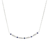 14K W Gold 16" .22cttw Diamond and .33cttw Sapphire Curved Bar Necklace - Walter Bauman Jewelers